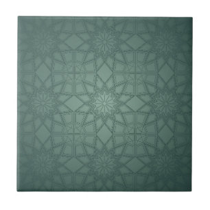 Sage Green Geometric Pattern Ceramic Tile