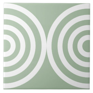 Sage Green Geometric Pattern Mid Century Modern Ceramic Tile