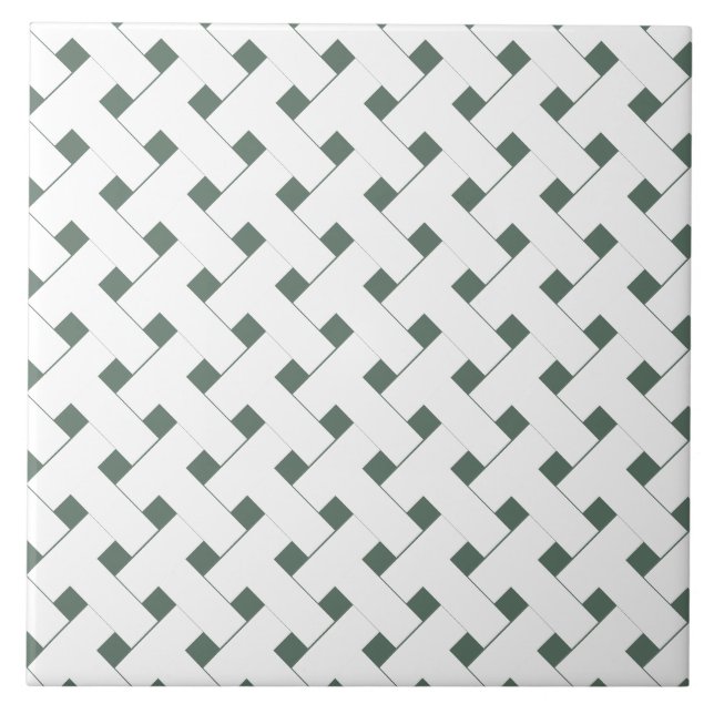 sage green geometric trellis  ceramic tile (Front)