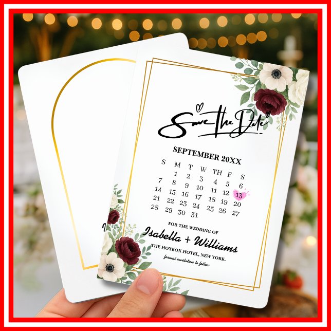 Sage Green Geometry Calendar Wedding Save The Date Enclosure Card (Creator Uploaded)