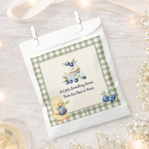Sage Green Gingham Baby Duckling Cupcake Favour Bo Bag