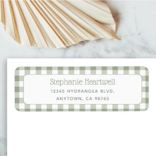 Sage Green Gingham Baby Shower Return Address Label