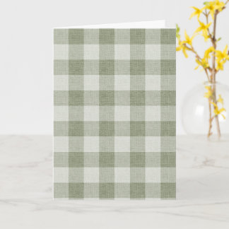 Sage Green Gingham Buffalo Check Linen Texture Card