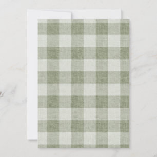 Sage Green Gingham Buffalo Check Linen Texture  Invitation