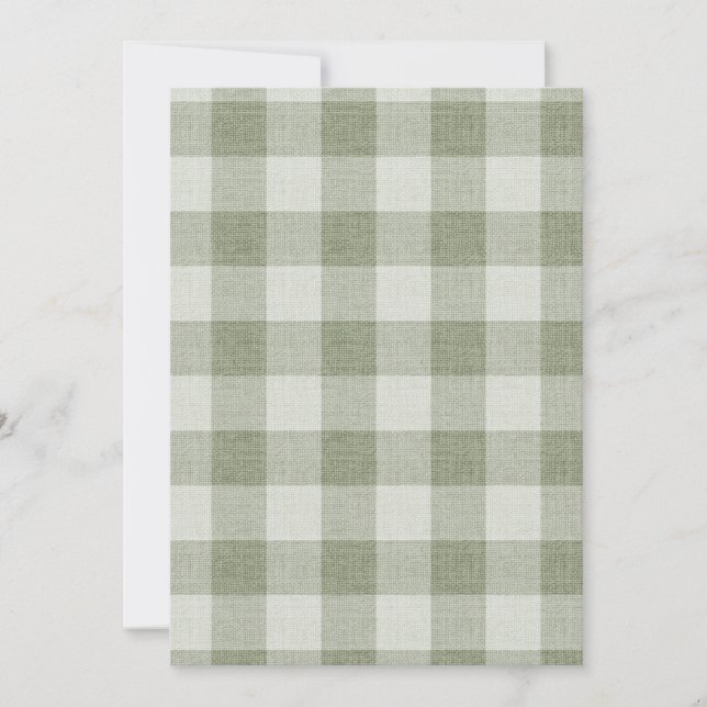 Sage Green Gingham Buffalo Check Linen Texture  Invitation (Front)