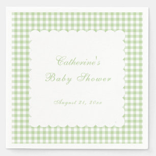 Sage Green Gingham Classic Baby Shower Napkin