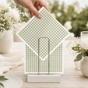 Sage Green Gingham Garden Party Napkin
