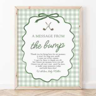 Sage Green Gingham Golf A Message from the Bump Poster