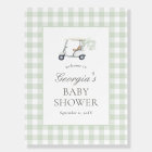Sage Green Gingham Golf Baby Shower Welcome Sign