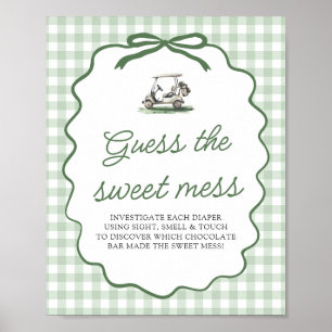 Sage Green Gingham Golf Guess the Sweet Mess Game Poster