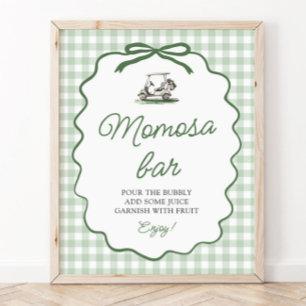 Sage Green Gingham Golf Momosa Bar Baby Shower Poster