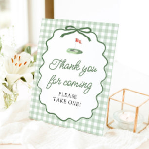 Sage Green Gingham Golf Thank you for coming Sign