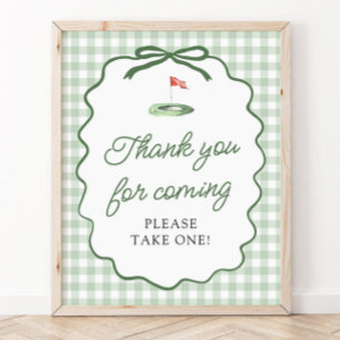 Sage Green Gingham Golf Thank you for coming Sign