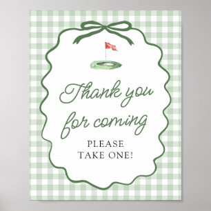 Sage Green Gingham Golf Thank you for coming Sign