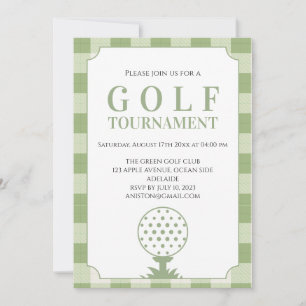 Sage Green Gingham Golf Tournament Invitation