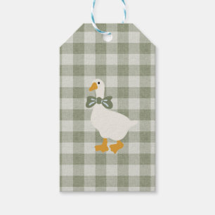 Sage Green Gingham Goose Buffalo Check Baby Gift Tags