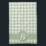 Sage Green Gingham Monogram Kitchen Towel<br><div class="desc">This monogrammed kitchen towel features a sage green and white gingham checked pattern. A template area is provided for you to personalise with your initial. Click customise it to select a different font,  to change the size of the pattern or to make other changes to the design.</div>