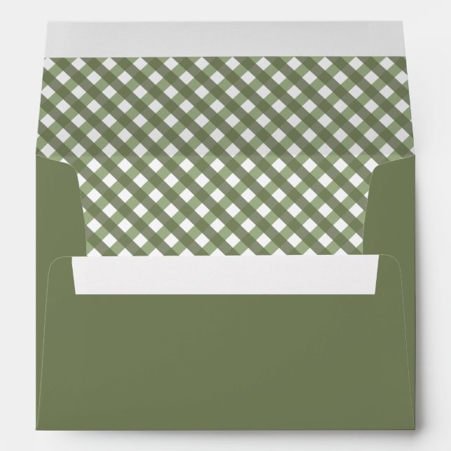 Sage Green Gingham Patterned       Envelope (Back (Bottom))