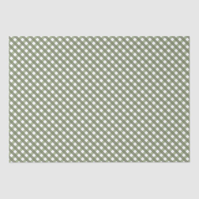 Sage Green Gingham Patterned  Tissue Paper (Front)