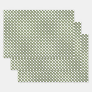 Sage Green Gingham Patterned    Wrapping Paper Sheet
