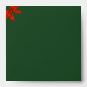 Sage Green Gingham Plaid Bow Christmas Envelope