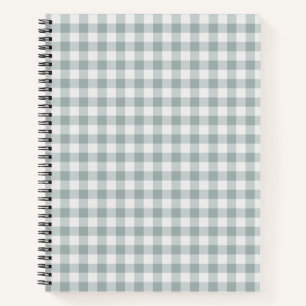 Sage Green Gingham Plaid Stripe Notebook
