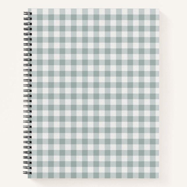 Sage Green Gingham Plaid Stripe Notebook (Front)