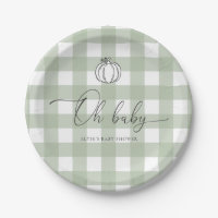 Sage Green Gingham Pumpkin Baby Shower
