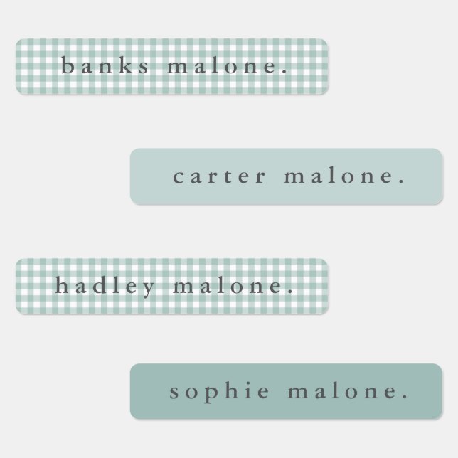 Sage Green Gingham Waterproof Name (Group)