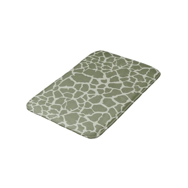 Sage Green Giraffe Print Bath Mat (Angled)