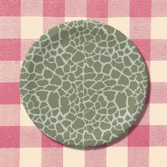 Sage Green Giraffe Print Paper Plate (Creator Uploaded)