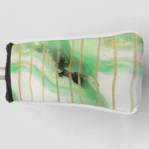 Sage Green Gold Abstract Stripes Golf Head Cover