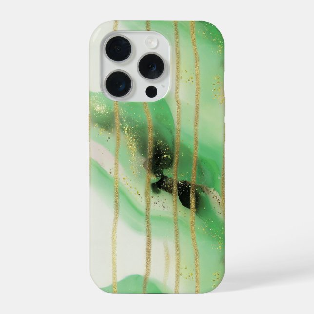Sage Green Gold Abstract Stripes iPhone Case (Back)