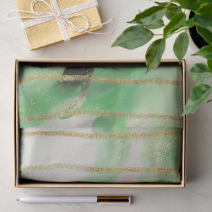 Sage Green Gold Abstract Stripes Tissue Paper