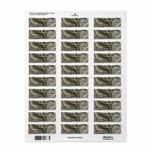 Sage Green Gold Baroque Swirl Mosaic Return Address Label