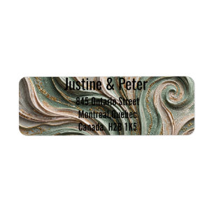 Sage Green Gold Baroque Swirl Mosaic Return Address Label