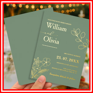 Sage Green Gold Boho Floral Photo Wedding