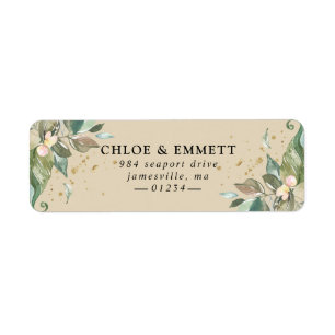 Sage Green Gold Botanical Floral Return Address Label