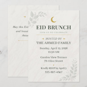 Sage Green & Gold Botanical Sage Eid Brunch Moon Invitation