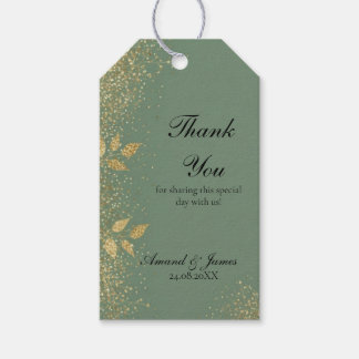 Sage Green Gold Botanical Wedding Favor Thank You Gift Tags