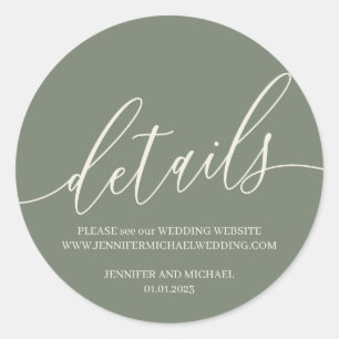Sage Green Gold concept Details Signature text Classic Round Sticker