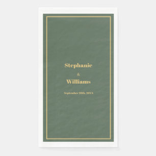 Sage Green Gold Elegant Minimal Modern Wedding Napkin