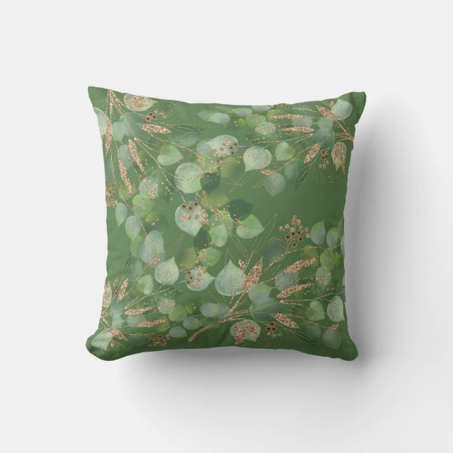 SAGE GREEN & GOLD EUCALYPTUS DOUBLE SIDED Cushion (Front)