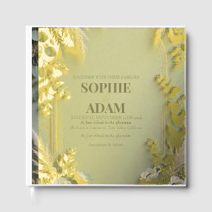 Sage Green Gold Foil Art Deco Wedding Guest Book