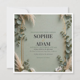 Sage Green Gold Foil Double Arch Save The Date