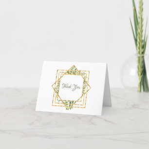 Sage Green Gold Framed Eucalyptus Thank You Card