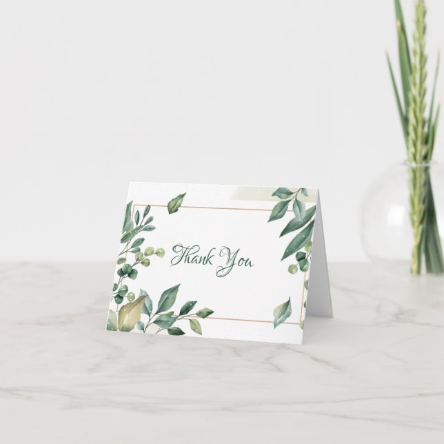 Sage Green Gold Framed Thank You Card (Front)