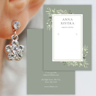 Sage Green Gold Greenery Earring Display Card