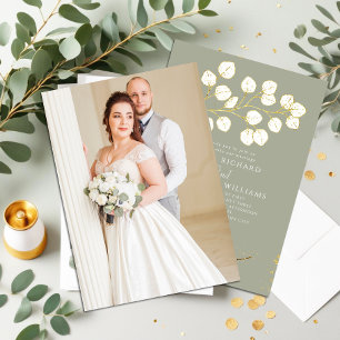 Sage Green Gold Greenery Eucalyptus Wedding Invitation