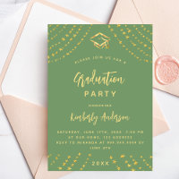 Sage green gold stars graduation party modern year